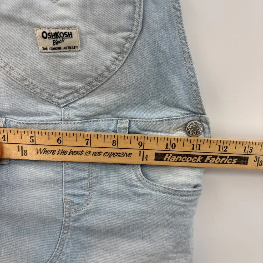OshKosh Denim Overall Skirt Kids 5T Light Blue Heart Pocket Frayed Hem Cute Boho